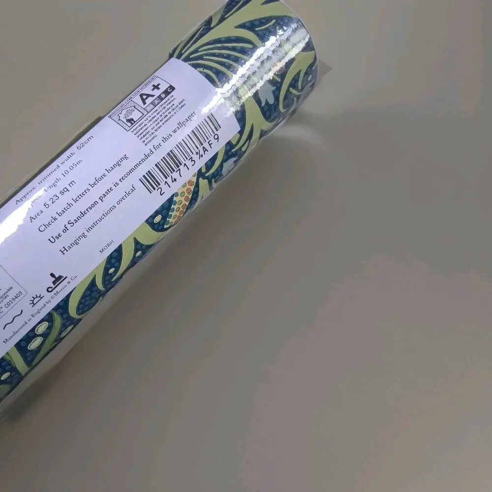 Morris & Co. Seaweed Cobalt/Thyme Wallpaper DM3W214713. One Double Roll